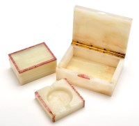 Lot 534 - Three Art Deco white onyx items, to include:...