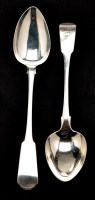 Lot 613 - Two George III gravy spoons, by Reid & Sons...