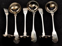 Lot 616 - Six George IV toddy ladles, by Reid & Son...