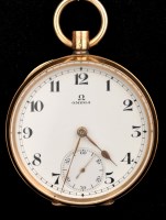 Lot 688 - Omega: a 14k gentleman's open faced pocket...