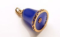 Lot 721 - A blue glass and 14ct. gold mounted...