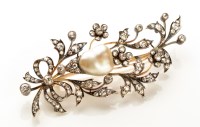 Lot 750 - A Victorian diamond and baroque pearl floral...