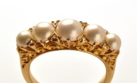 Lot 761 - A cultured half pearl and diamond ring, the...