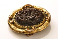 Lot 806 - A Chinese carved tortoiseshell brooch,...