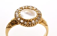 Lot 841 - A blister pearl and diamond cluster ring, the...