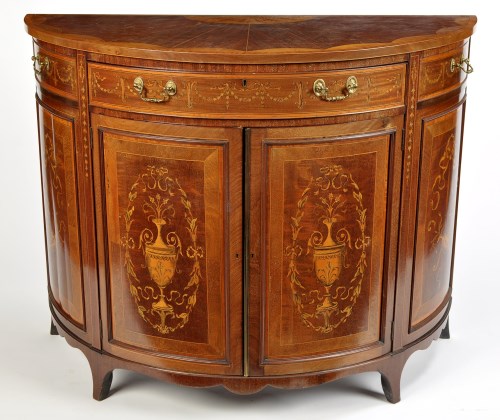 Lot 929 - A Sheraton revival mahogany side cabinet,...