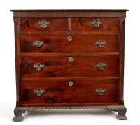 Lot 933 - A late Georgian mahogany chest of two short...