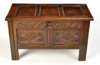 Lot 977 - A late 17th Century oak coffer, with hinged...