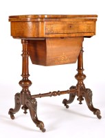 Lot 987 - A Victorian burr walnut work/games table, the...