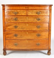 Lot 997 - A late Georgian mahogany bowfront chest of two...