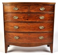 Lot 998 - A Georgian mahogany bowfront chest of two...