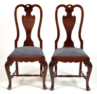 Lot 1007 - A set of four Queen Anne style mahogany dining...