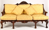 Lot 1011 - A three-piece mahogany bergere drawing room...