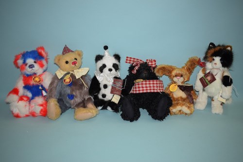 Lot 103 - Charlie Bears: Brit, signed; Felix; Pom Pom;...