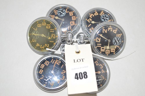 Lot 408 - Six Waltham military pocket watches with...