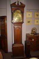 Lot 806 - A 19th Century longcase clock in oak case, the...