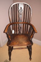 Lot 849 - A Windsor elbow chair with decorative pierced...