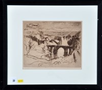 Lot 27 - Joseph Pennell - a European castle, signed in...