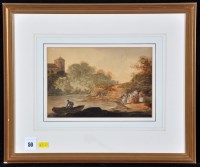 Lot 50 - William R*** Payne - a rowing boat and figures...