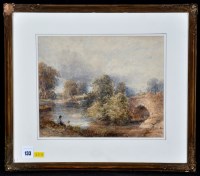 Lot 133 - Joseph Haslam Hawksworth - anglers by a bridge,...