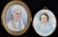 Lot 142 - K*** Collins - a miniature bust portrait of a...