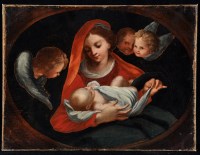 Lot 194 - After Raphael - The Madonna and Child, oil on...