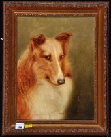 Lot 198 - George Brownlow - a portrait of a collie dog,...