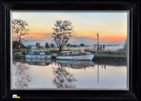 Lot 205 - Kevin Day - ''Dusk Boats, near Beccles, River...