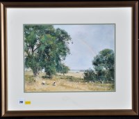 Lot 207 - Jo Hush - sheep at the corner of a field with...