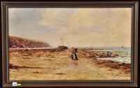 Lot 236 - W*** Temperley - fisherfolk on a beach, signed,...