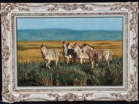 Lot 250 - Stephen Park - zebras on the Savannah, signed,...