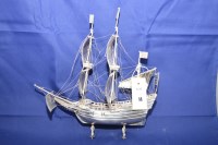 Lot 14 - A Dutch silver model of a fully rigged sailing...