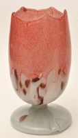Lot 1022 - Vasart: a glass table lamp, mottled pink and...