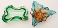 Lot 1042 - Two Murano style glass ashtrays, one of...