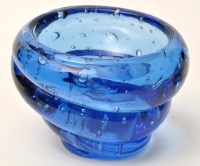 Lot 1056 - A Whitefriars style blue glass shaped bowl,...