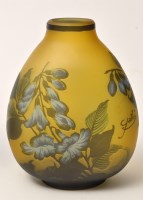 Lot 1061 - A Galle style 'Tip' bulbous glass vase, with...