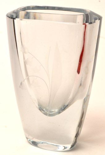 Lot 1067 - A clear glass vase in the style of Orrefors,...