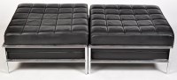 Lot 1137 - A pair of black leather effect and chromed...