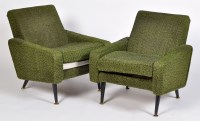 Lot 1182 - A pair of vintage mid 20th Century wing back...