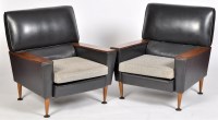 Lot 1185 - A pair of vintage mid 20th Century armchairs,...