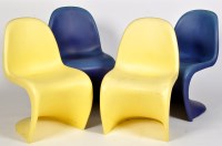 Lot 1223 - Vener Panton: four moulded plastic chairs, two...