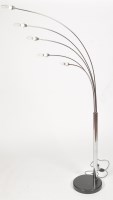 Lot 1256 - A giraffe style chrome five-light floor lamp,...