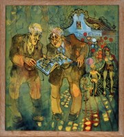 Lot 1356 - Pat Cooke Two elderly men at de Efteling...