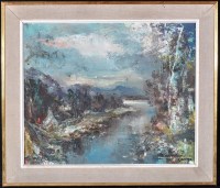 Lot 1375 - **** Lawrie A highland cottage by a river,...