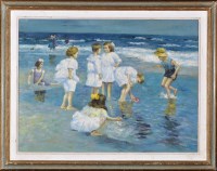 Lot 1397 - E*** P*** Children paddling at the seaside,...