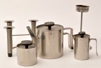 Lot 1422 - Japanese stainless steel tea set, comprising:...