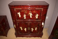 Lot 1268 - A modern Asian lacquered drinks cabinet, the...